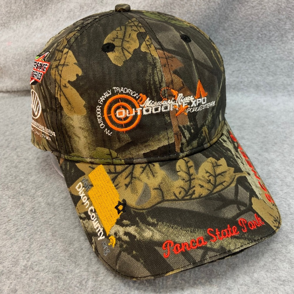 Missouri River Outdoor Expo Men Camo AMG Hat Ponca State Park Multi Logo OSFM